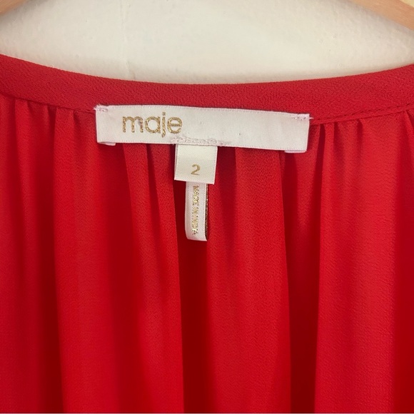 MAJE Rulla chiffon dress in Rouge sz 2 (US M) - Picture 3 of 5